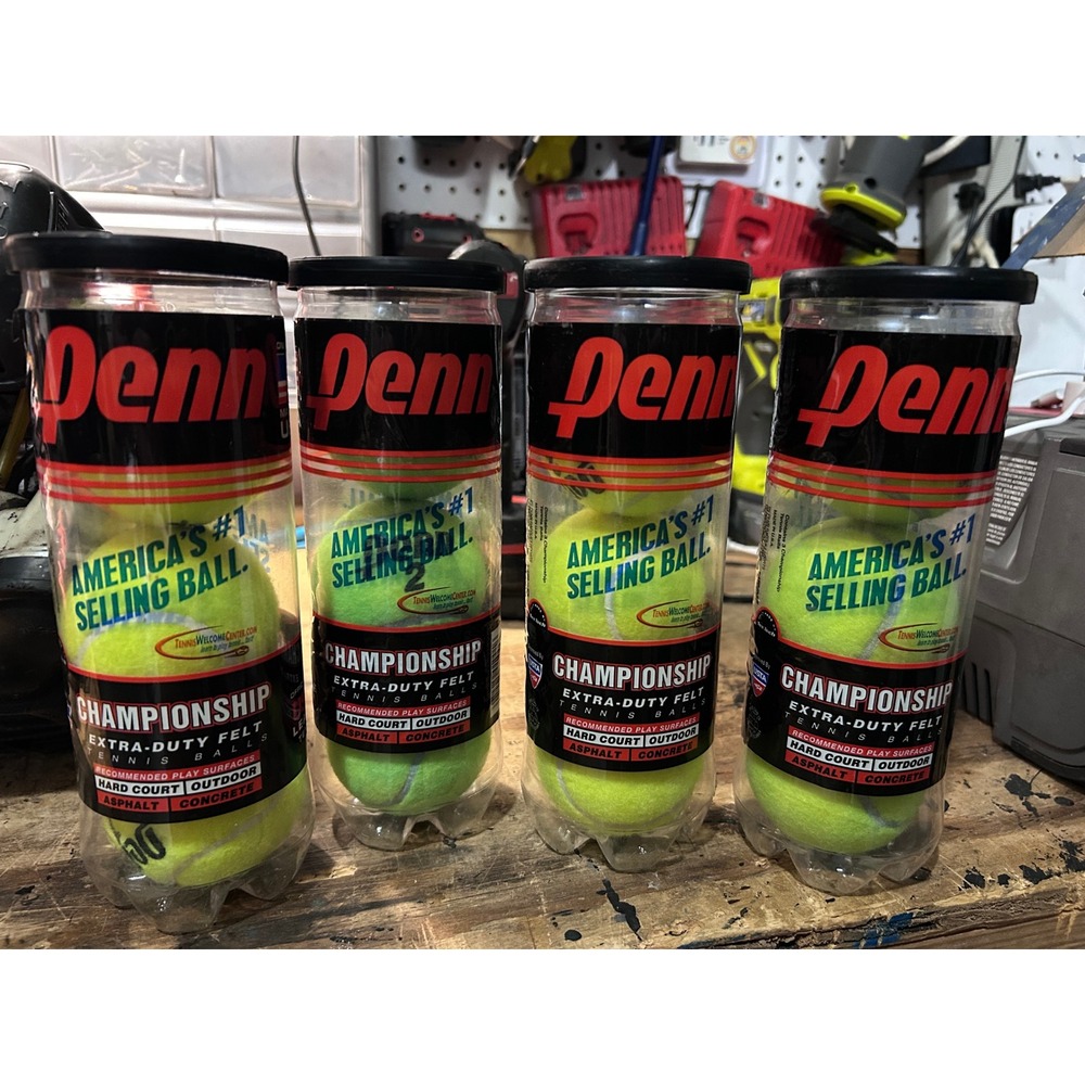 4 Cans Penn Championship Extra Duty Tennis Balls 12 Balls Total Hard Court